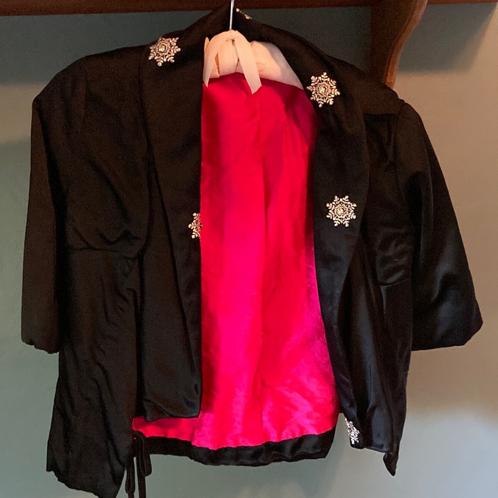 Vintage Black, and magenta lining short jacket.